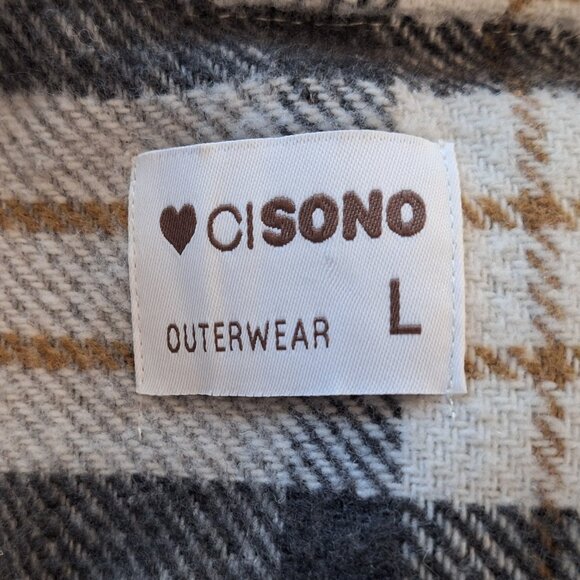 CiSono Women's Large Cropped Plaid Flannel Heavyweight Jacket EUC - Picture 3 of 4